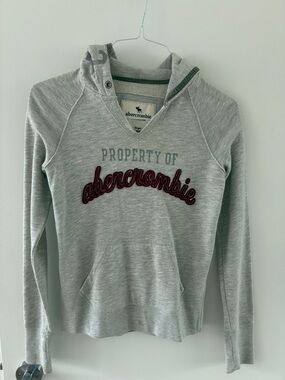 Abercrombie Heather Gray Hoodie with Maroon Logo